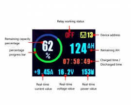 120V 50A 2.4 Inch Color Screen Voltage Current Capacity Energy Power Meter for RV Car Battery Coulomb Counter